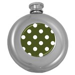 Polka Dots - White on Army Green Hip Flask (5 oz)