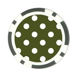 Polka Dots - White on Army Green Poker Chip Card Guard (10 pack)