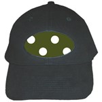 Polka Dots - White on Army Green Black Cap