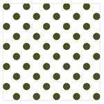 Polka Dots - Army Green on White Large Satin Scarf (Square)