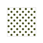 Polka Dots - Army Green on White Satin Bandana Scarf
