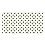 Polka Dots - Army Green on White Satin Shawl