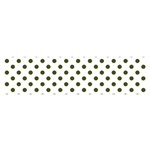 Polka Dots - Army Green on White Satin Scarf (Oblong)