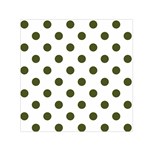 Polka Dots - Army Green on White Small Satin Scarf  (Square)