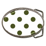 Polka Dots - Army Green on White Belt Buckle