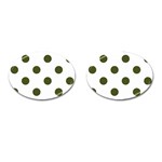 Polka Dots - Army Green on White Cufflinks (Oval)