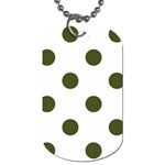 Polka Dots - Army Green on White Dog Tag (One Side)