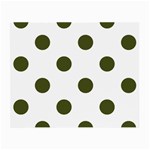 Polka Dots - Army Green on White Small Glasses Cloth