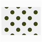 Polka Dots - Army Green on White Large Glasses Cloth (2 Sides)