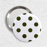 Polka Dots - Army Green on White 2.25  Handbag Mirror
