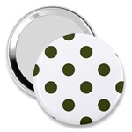 Polka Dots - Army Green on White 3  Handbag Mirror