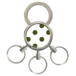 Polka Dots - Army Green on White 3-Ring Key Chain