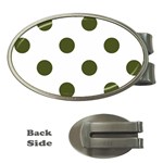 Polka Dots - Army Green on White Money Clip (Oval)