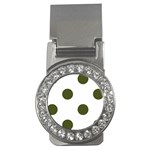 Polka Dots - Army Green on White Money Clip (CZ)