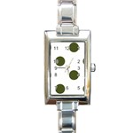 Polka Dots - Army Green on White Rectangle Italian Charm Watch