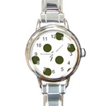 Polka Dots - Army Green on White Round Italian Charm Watch