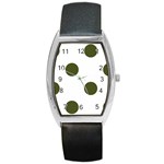 Polka Dots - Army Green on White Barrel Style Metal Watch