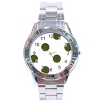 Polka Dots - Army Green on White Stainless Steel Analogue Watch