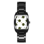 Polka Dots - Army Green on White Stainless Steel Barrel Watch