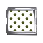 Polka Dots - Army Green on White Mega Link Italian Charm (18mm)