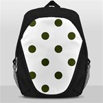 Polka Dots - Army Green on White Backpack Bag