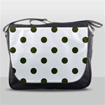 Polka Dots - Army Green on White Messenger Bag
