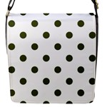 Polka Dots - Army Green on White Flap Closure Messenger Bag (S)