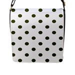 Polka Dots - Army Green on White Flap Closure Messenger Bag (L)