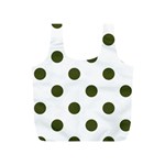 Polka Dots - Army Green on White Full Print Recycle Bag (S)