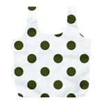 Polka Dots - Army Green on White Full Print Recycle Bag (L)