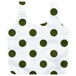 Polka Dots - Army Green on White Full Print Recycle Bag (XL)