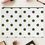 Polka Dots - Army Green on White Cosmetic Bag (XXXL)