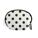 Polka Dots - Army Green on White Accessory Pouch (Small)