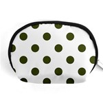 Polka Dots - Army Green on White Accessory Pouch (Medium)