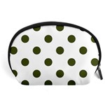 Polka Dots - Army Green on White Accessory Pouch (Large)