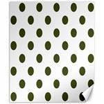 Polka Dots - Army Green on White Canvas 8  x 10 