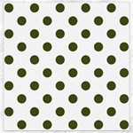Polka Dots - Army Green on White Canvas 12  x 12 