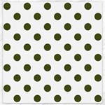 Polka Dots - Army Green on White Canvas 16  x 16 