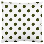 Polka Dots - Army Green on White Large Cushion Case (Two Sides)