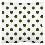 Polka Dots - Army Green on White Large Flano Cushion Case (One Side)