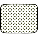 Polka Dots - Army Green on White Fleece Blanket (Mini)