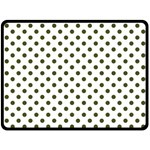 Polka Dots - Army Green on White Fleece Blanket (Large) (One Side)