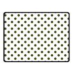 Polka Dots - Army Green on White Fleece Blanket (Small) (One Side)