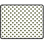 Polka Dots - Army Green on White Double Sided Fleece Blanket (Medium) (Two Sides)