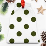 Polka Dots - Army Green on White Ornament (Bell)