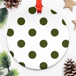 Polka Dots - Army Green on White Ornament (Round)