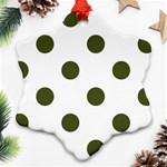Polka Dots - Army Green on White Ornament (Snowflake)