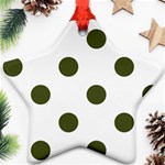 Polka Dots - Army Green on White Star Ornament (Two Sides)