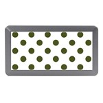 Polka Dots - Army Green on White Memory Card Reader (Mini)