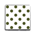 Polka Dots - Army Green on White Memory Card Reader (Square)